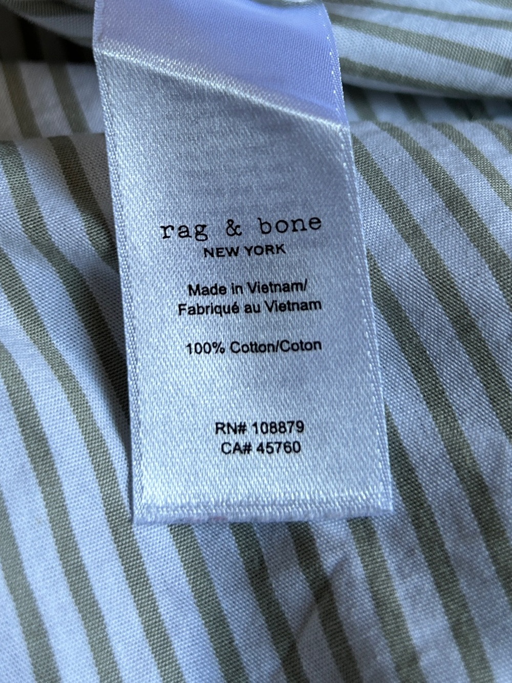 Rag & Bone Becca Stripe Crop Poplin Shirt Moss Cotton Button Up - Picture 7 of 8